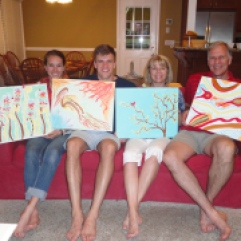 Alyssa, Joel, Mom and Dad with one-hour paintings